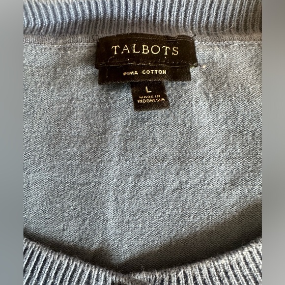 Talbots SET Cardigan Sweater Women LG Pima Cotton BLUE Button Up & Skirt SZ 8 - Picture 11 of 11